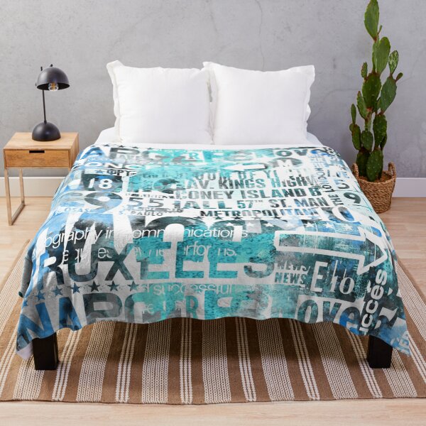 Item preview, Street Art Typography Loft Style Blue Turquoise designed and sold by artsandsoul.