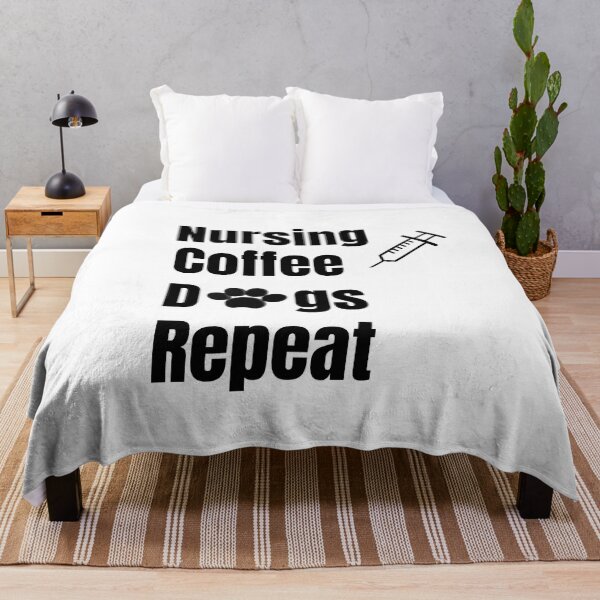 Item preview, Nursing Coffee Dogs Repeat - Modern Dark Nurse & Dog Lover Design designed and sold by SihameArtify.