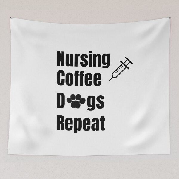 Item preview, Nursing Coffee Dogs Repeat - Modern Dark Nurse & Dog Lover Design designed and sold by SihameArtify.