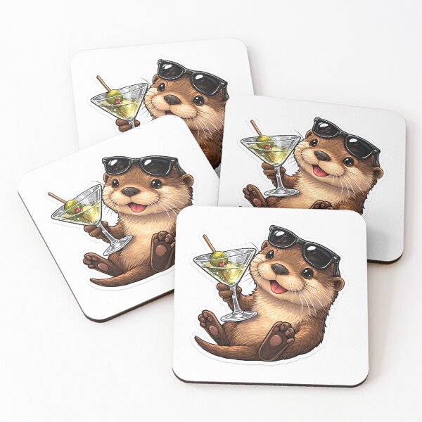 Item preview, This adorable party otter sipping a martini is ready for happy hour! designed and sold by PIXEL POP DESIGNS - Beyond the Norm!.