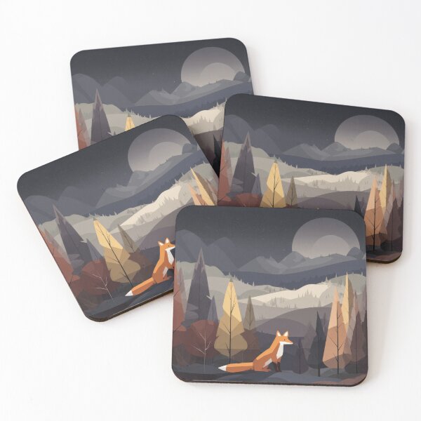 Item preview, Fox sitting in the forest at night designed and sold by anytka.