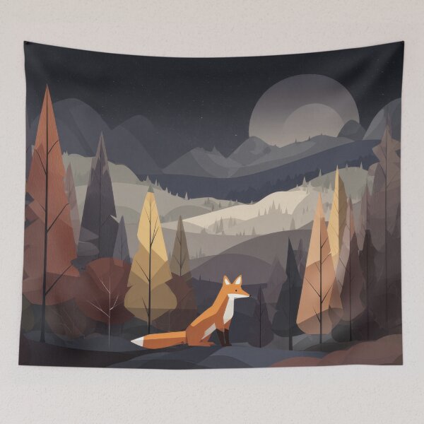 Item preview, Fox sitting in the forest at night designed and sold by anytka.