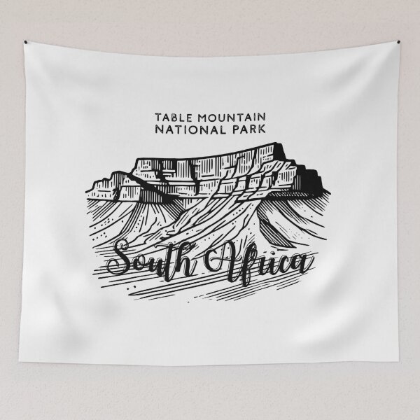 Item preview, Table Mountain National Park – South Africa Vintage Line Art Illustration designed and sold by ArcticFoxStudio.