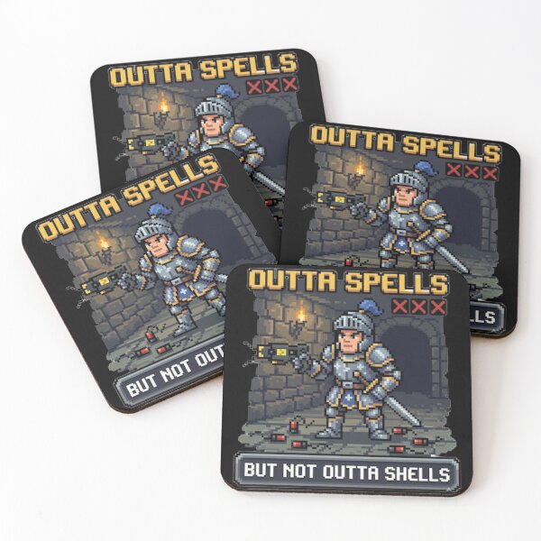 Item preview, Outta Spells But Not Outta Shells - Funny Pixel Art Knight With a Taser designed and sold by DavmaxDesign.