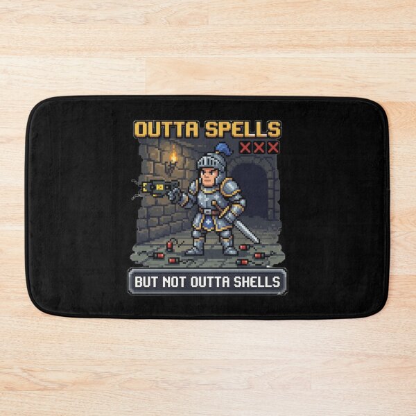 Item preview, Outta Spells But Not Outta Shells - Funny Pixel Art Knight With a Taser designed and sold by DavmaxDesign.