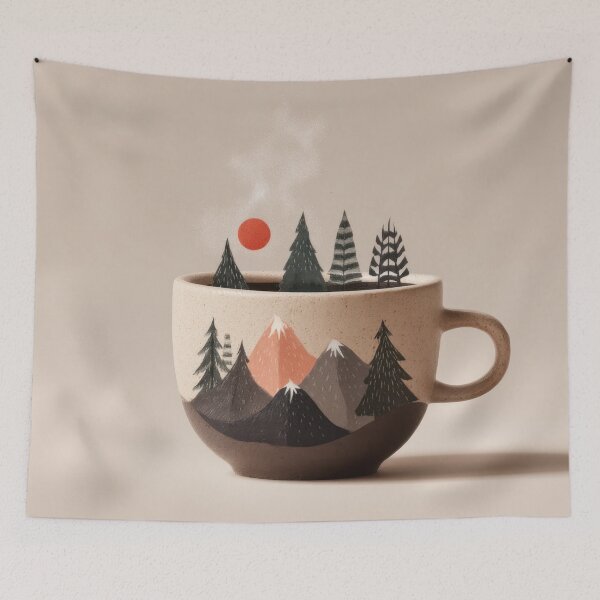 Item preview, Cup holds mountains and sun designed and sold by anytka.