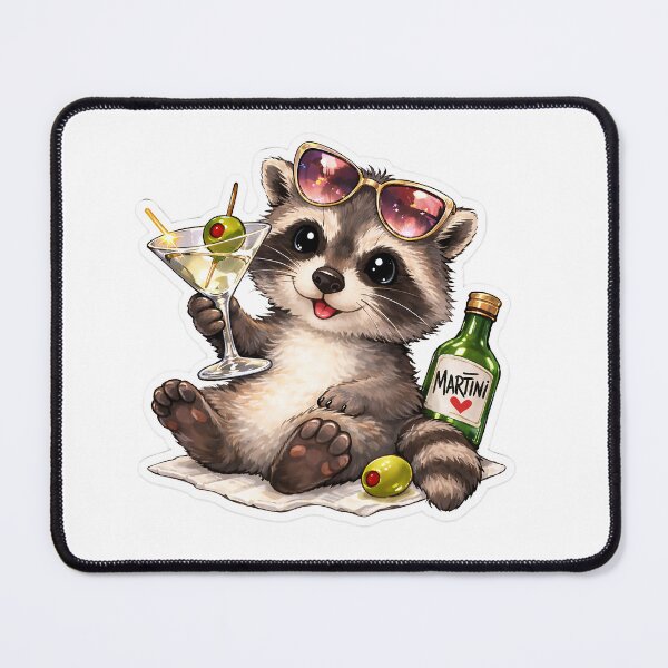 Item preview, Meet the ultimate party raccoon — sipping a classy martini like a true trash panda connoisseur. designed and sold by PIXEL POP DESIGNS - Beyond the Norm!.