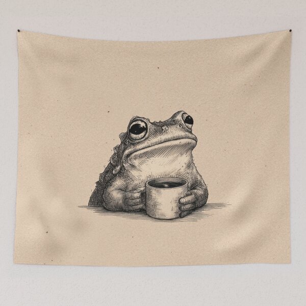 Item preview, Frog holding cup of coffee at home designed and sold by anytka.