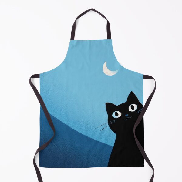 Item preview, Black cat looks up at moon in night designed and sold by anytka.