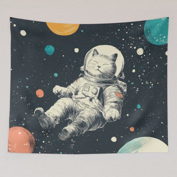 Item preview, Cat floats in space wearing suit designed and sold by anytka.