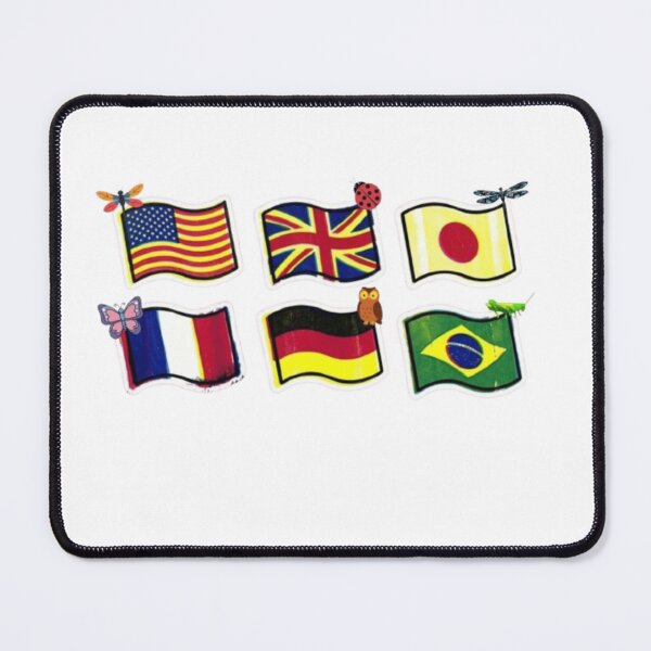 Item preview, Cute Cartoon Flag Sticker Pack – USA, UK, Japan, France, Germany & Brazil Waving Flags designed and sold by designbyuzi.