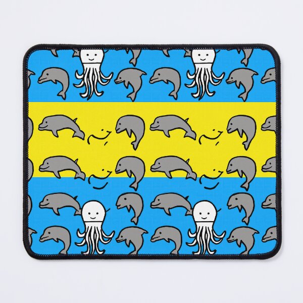 Item preview, Blue and Yellow Octopus and Dolphin Striped Pattern designed and sold by Piotrek0001.