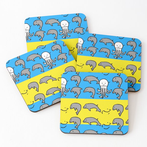 Item preview, Blue and Yellow Octopus and Dolphin Striped Pattern designed and sold by Piotrek0001.