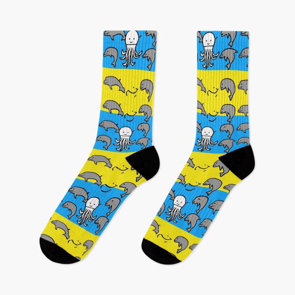 Item preview, Blue and Yellow Octopus and Dolphin Striped Pattern designed and sold by Piotrek0001.