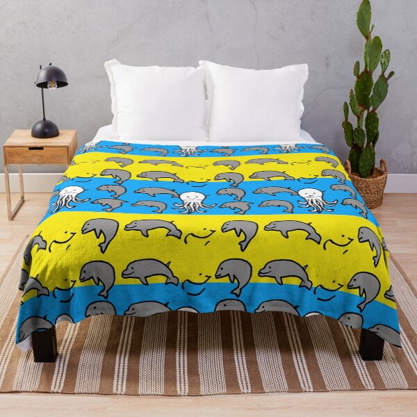 Item preview, Blue and Yellow Octopus and Dolphin Striped Pattern designed and sold by Piotrek0001.