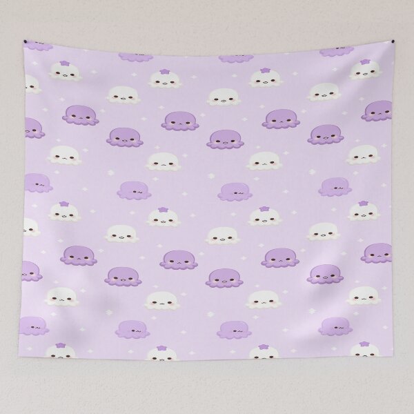 Item preview, Pastel Purple Kawaii Octopus and Clouds Pattern designed and sold by Piotrek0001.