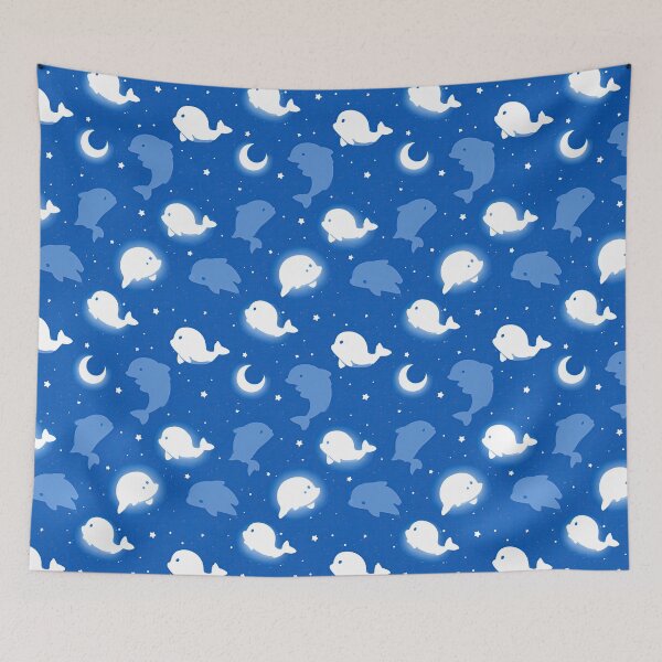 Item preview, Night Sky with Dolphins and Crescent Moon Pattern designed and sold by Piotrek0001.