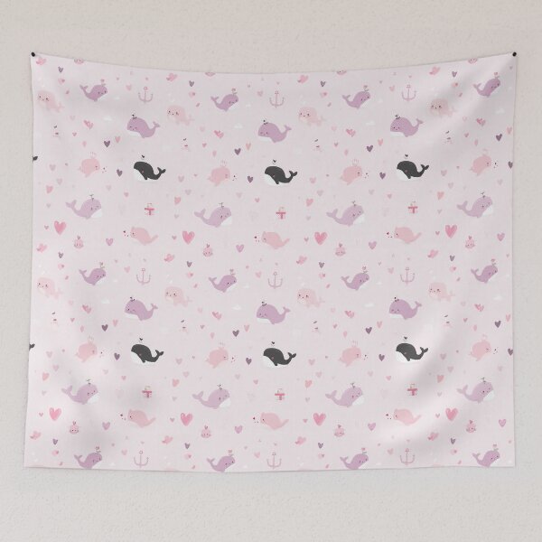 Item preview, Light Pink Cute Whales and Anchors Pattern designed and sold by Piotrek0001.