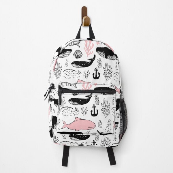 Item preview, Black and White Vintage Whales and Shells Pattern designed and sold by Piotrek0001.