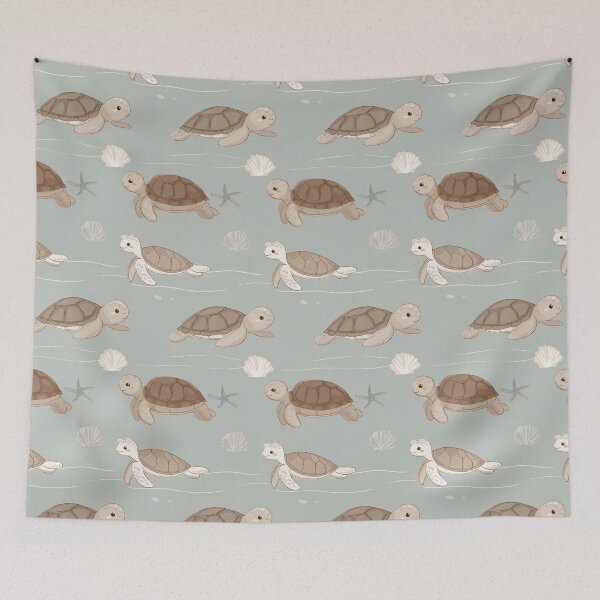 Item preview, Realistic Sea Turtles and Shells on Beige Pattern designed and sold by Piotrek0001.