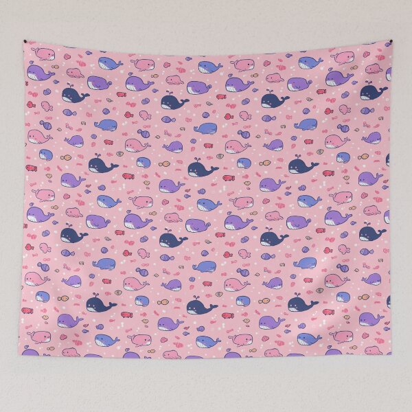 Item preview, Pink and Purple Cute Whales Seamless Pattern designed and sold by Piotrek0001.