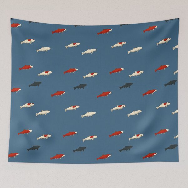 Item preview, Realistic Koi Fish Swimming on Dark Blue Pattern designed and sold by Piotrek0001.