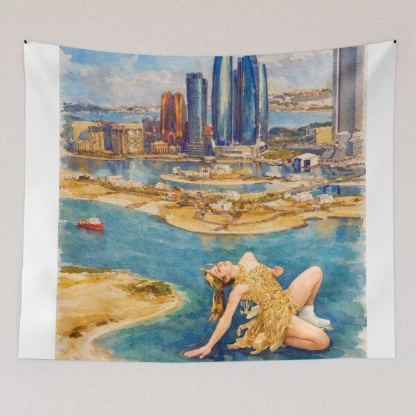 Item preview, Dubai Figure Skating Art Print – Modern City Skyline Wall Art, Dubai Travel Poster designed and sold by origin-arthouse.