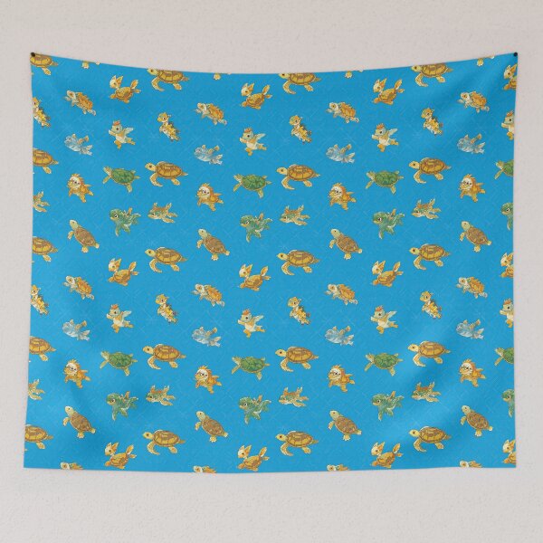 Item preview, Bright Blue Ocean with Golden Sea Turtles and Fish designed and sold by Piotrek0001.