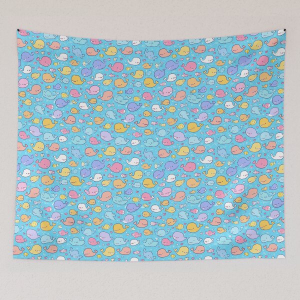Item preview, Light Blue Ocean with Happy Whales and Fish designed and sold by Piotrek0001.