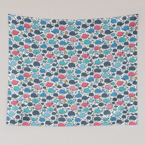Item preview, Dense Colorful Cartoon Whales and Fish Pattern designed and sold by Piotrek0001.