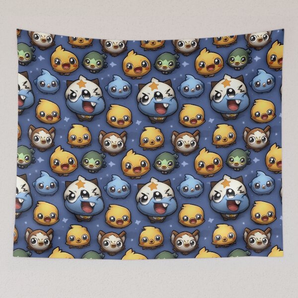 Item preview, Dark Background with Kawaii Glowing Deep Sea Creatures designed and sold by Piotrek0001.