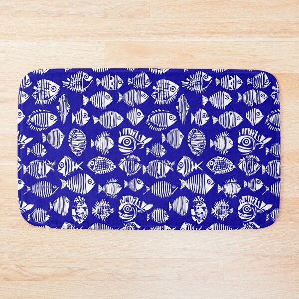 Item preview, Blue and White Geometric Fish Shapes Pattern designed and sold by Piotrek0001.