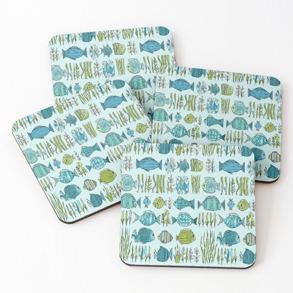 Item preview, Vintage Botanical Style Green Fish Pattern designed and sold by Piotrek0001.