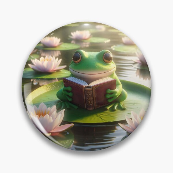 Item preview, Cute Frog Reading Book Lily Pond designed and sold by AI-Only Creations.