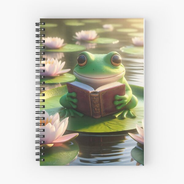 Item preview, Cute Frog Reading Book Lily Pond designed and sold by AI-Only Creations.