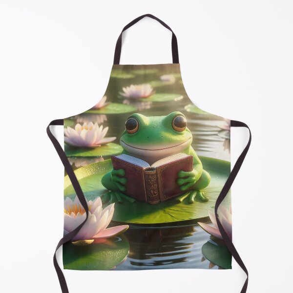 Item preview, Cute Frog Reading Book Lily Pond designed and sold by AI-Only Creations.