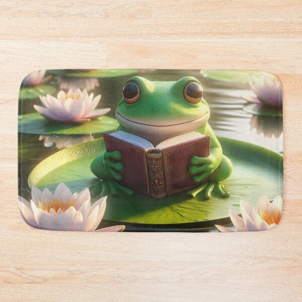 Item preview, Cute Frog Reading Book Lily Pond designed and sold by AI-Only Creations.