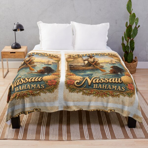 Item preview, Native Son: Vintage Bahamian Fisherman and Mermaid Scene designed and sold by LouieZoeStore.