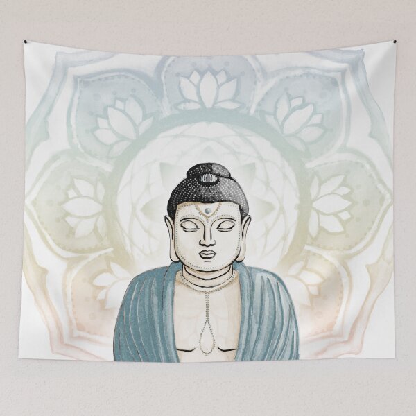 Item preview, Buddha Padma Watercolor - Fawn Coal Peacock - Rainbow Sorbet Halo designed and sold by Irene Estelle.