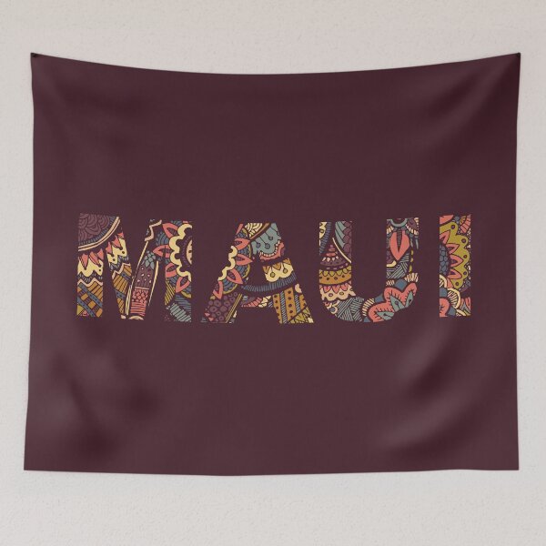 Item preview, Maui - Hawaii - lettering with ornaments designed and sold by PrintableTravel.