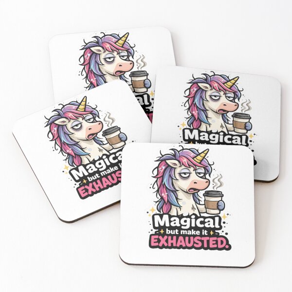 Item preview, Tired Unicorn Magical Exhausted Coffee Sticker designed and sold by MarchyStudio.