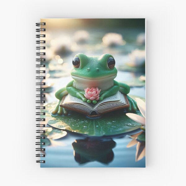 Item preview, Cute Frog Reading Book Lily Pad designed and sold by AI-Only Creations.