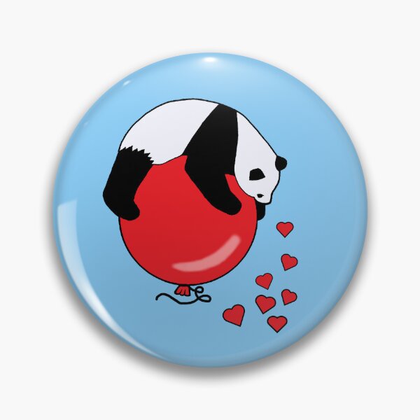 Item preview, Giant Panda Floating Away on a Giant Red Balloon with Hearts Die Cut designed and sold by JoyousArt4u.