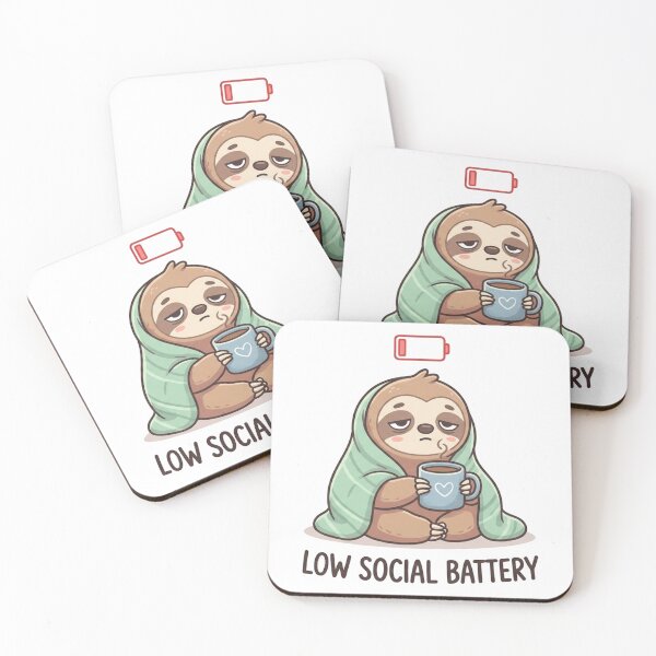 Item preview, Low Social Battery Cute Introvert Sloth designed and sold by Quiet Mode Studio.