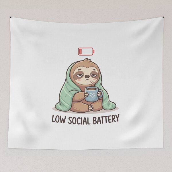 Item preview, Low Social Battery Cute Introvert Sloth designed and sold by Quiet Mode Studio.