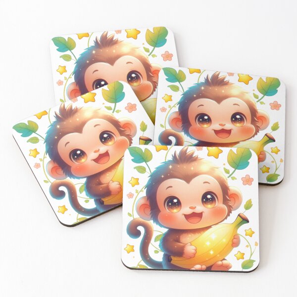 Item preview, Cute Baby Monkey Banana Glow designed and sold by CoquetteLunaCo.
