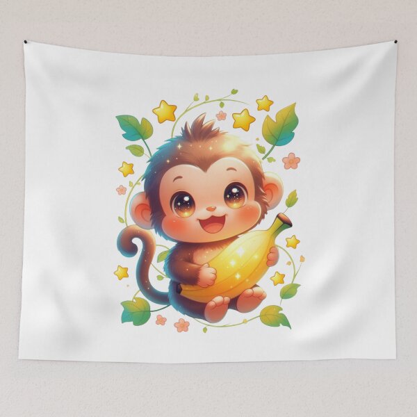 Item preview, Cute Baby Monkey Banana Glow designed and sold by CoquetteLunaCo.