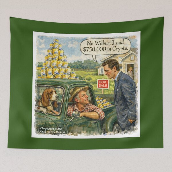 Item preview, Crypto vs. Crisco — Country Humor Cartoon designed and sold by Rick London Gifts.
