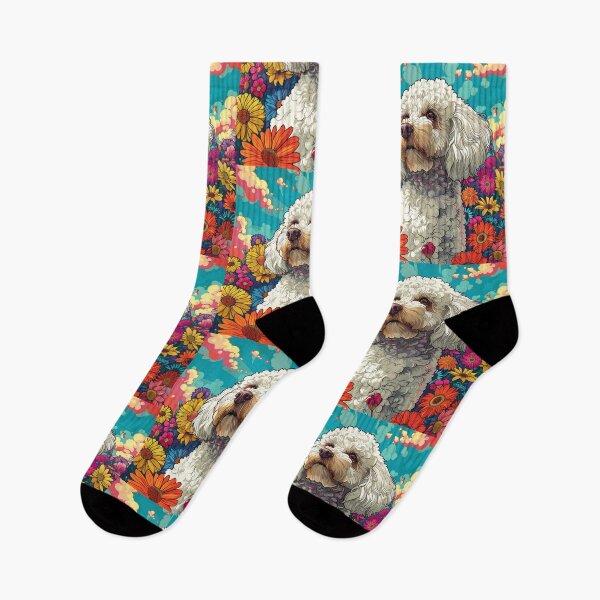 Item preview, Cachorro de caniche colorido con flores designed and sold by MendaciousMina.