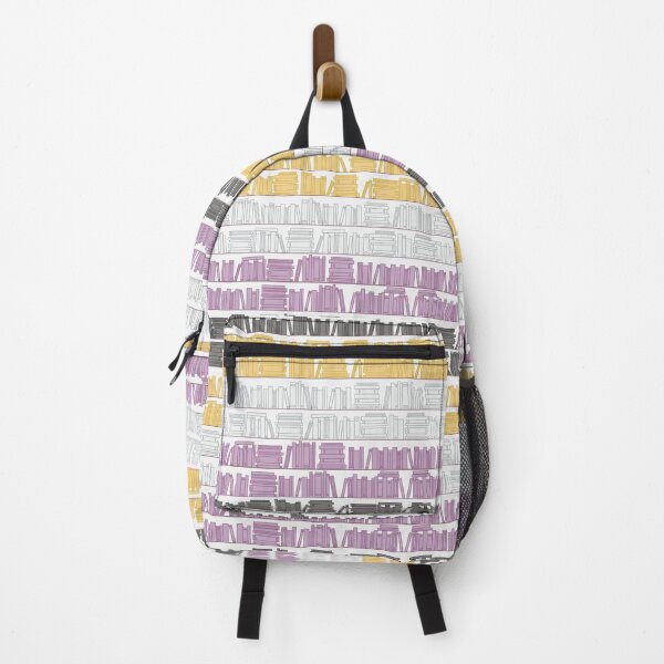 Item preview, Subtle Non Binary Pride Flag Yellow White Purple Black Bookshelves Pattern White Background designed and sold by winterpumpkin.